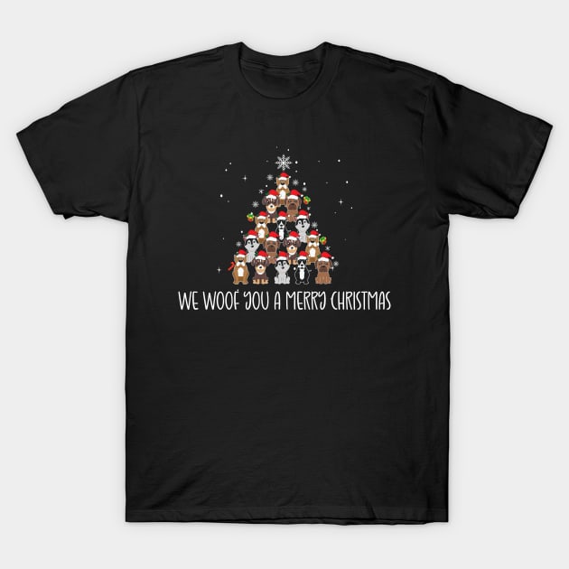 We Woof You a Merry Christmas / Snow Christmas Dog Lover Santa Hat T-Shirt by WassilArt